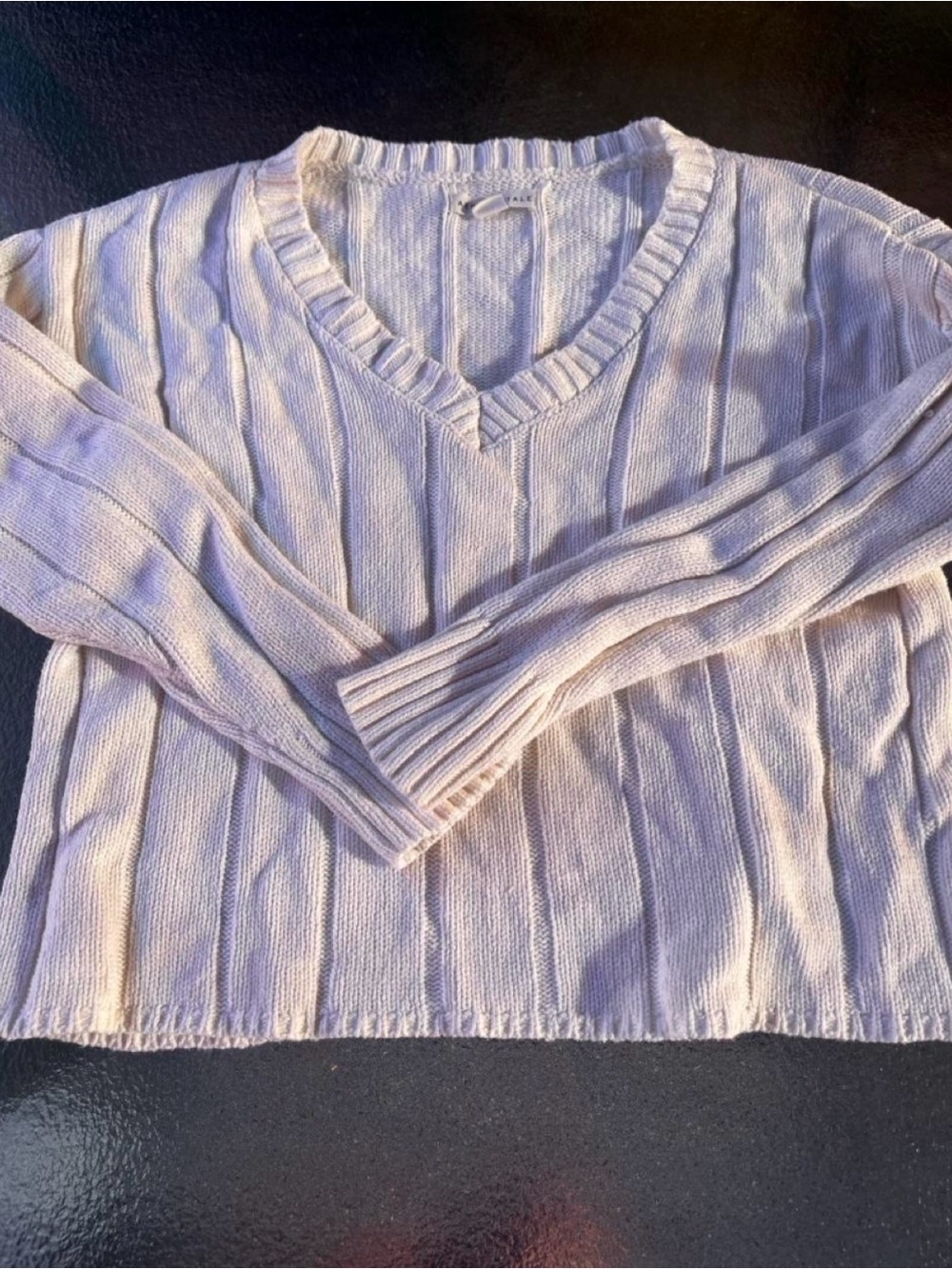 Aeropostale Cream V-Neck Ribbed Sweater